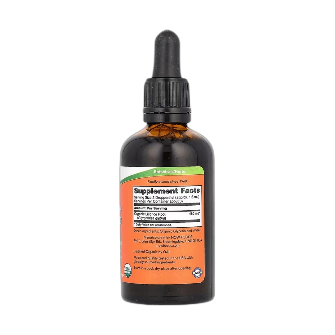 NOW Foods, Certified Organic Licorice Root, 480 mg, 2 fl oz, 59 ml