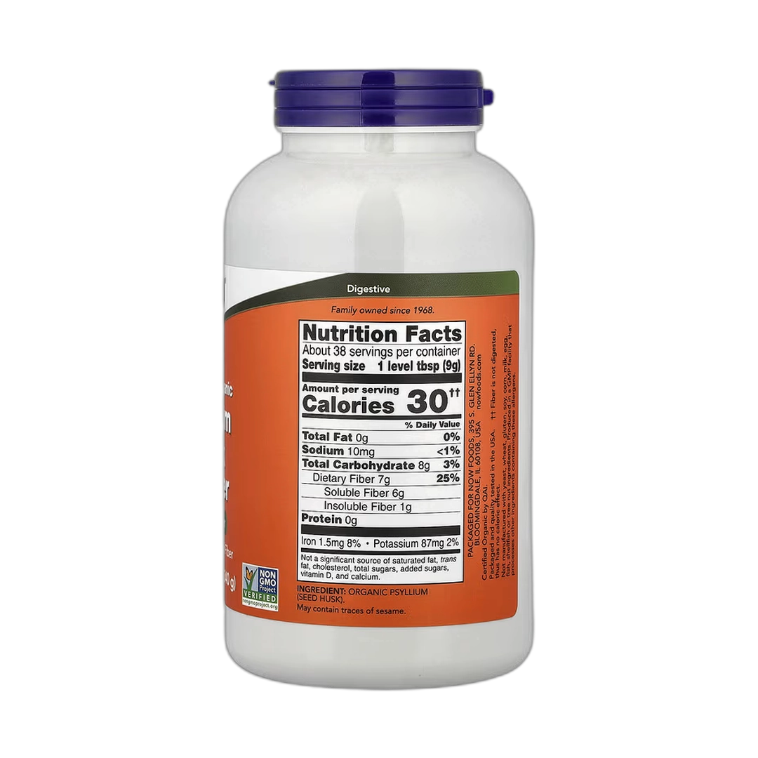 NOW Foods, Certified Organic Psyllium Husk Powder, 12 oz, 340 g