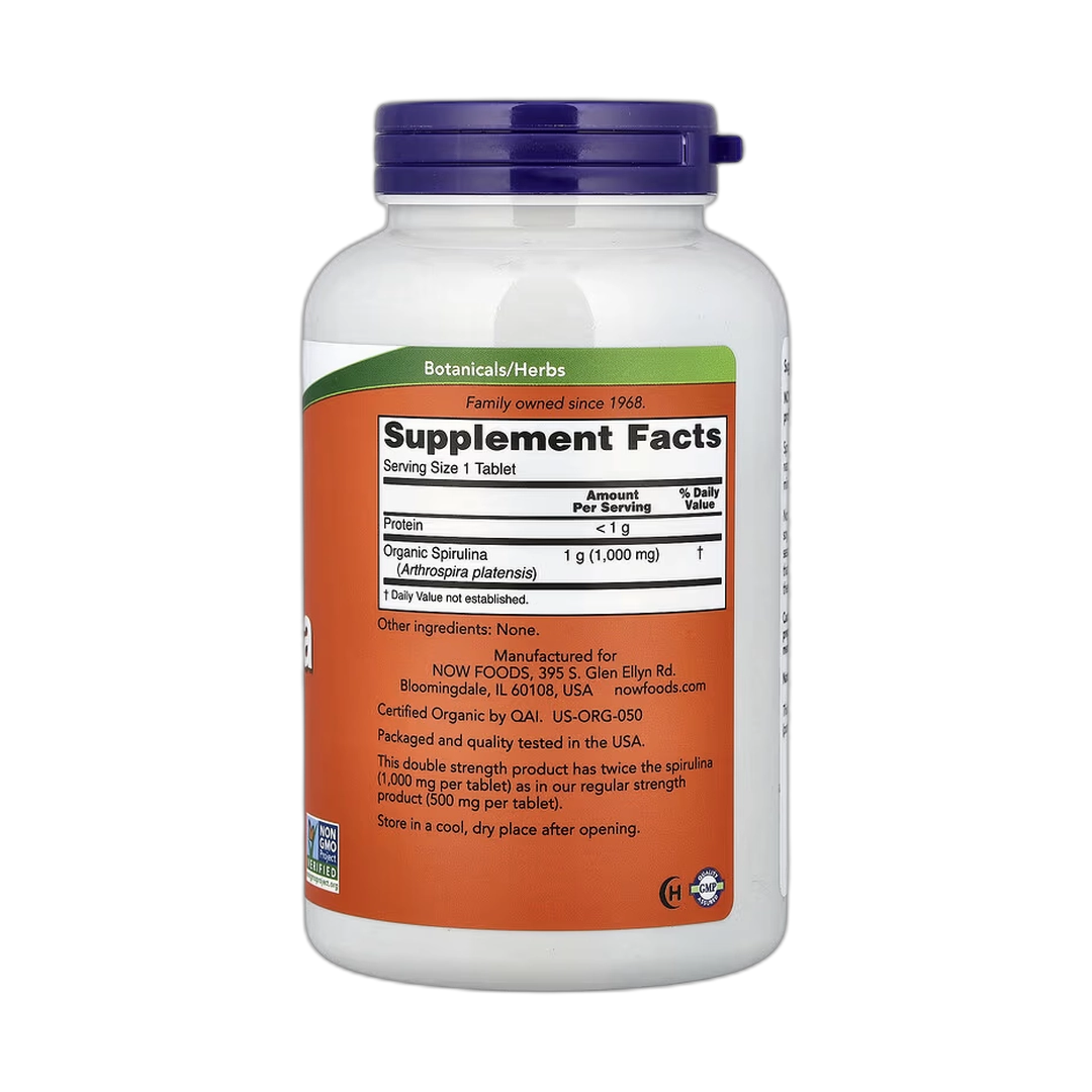NOW Foods, Certified Organic Spirulina, 1,000 mg, 240 Tablets