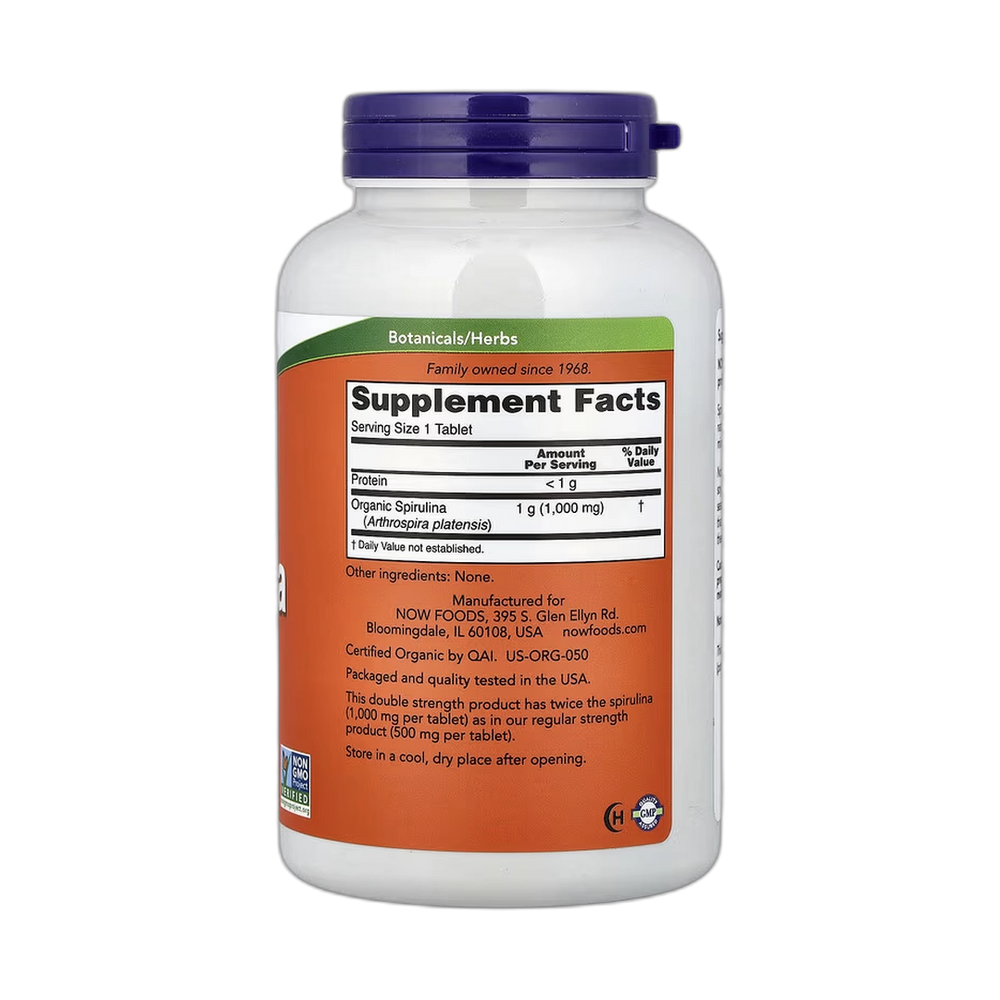 NOW Foods, Certified Organic Spirulina, 1,000 mg, 240 Tablets