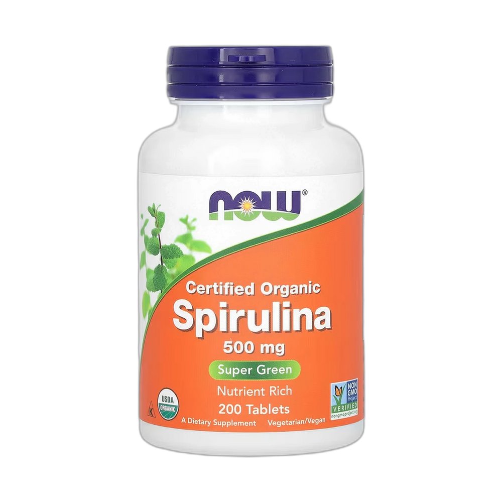 NOW Foods, Certified Organic Spirulina, 500 mg, 200 Tablets