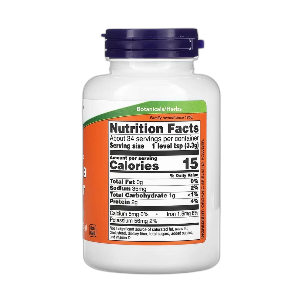 NOW Foods, Certified Organic Spirulina Powder, 4 oz, 113 g