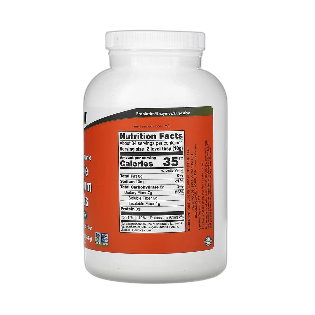 NOW Foods, Certified Organic Whole Psyllium Husks, 12 oz, 340 g