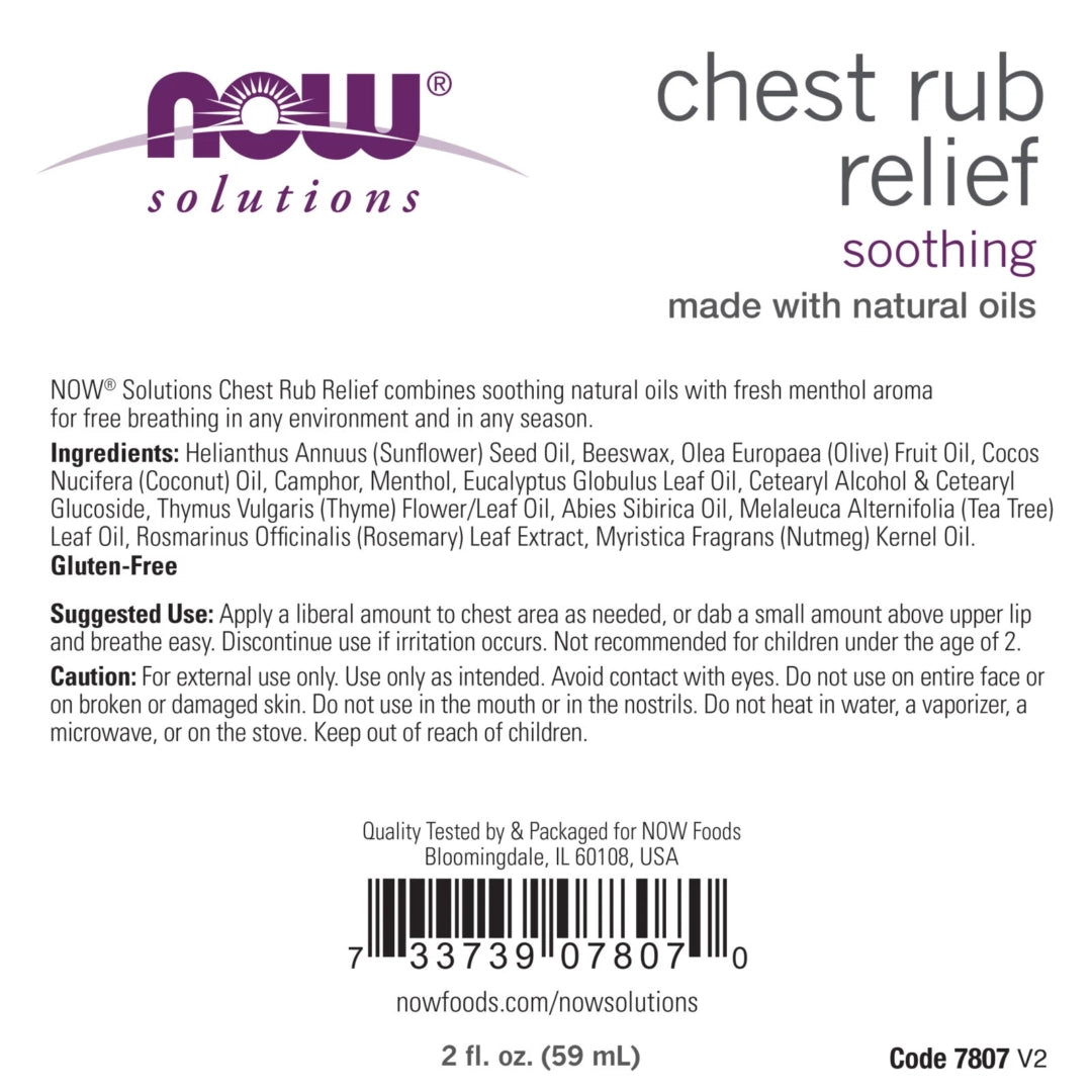 NOW Foods, Chest Rub Relief, 2 fl. Oz, 59 ml