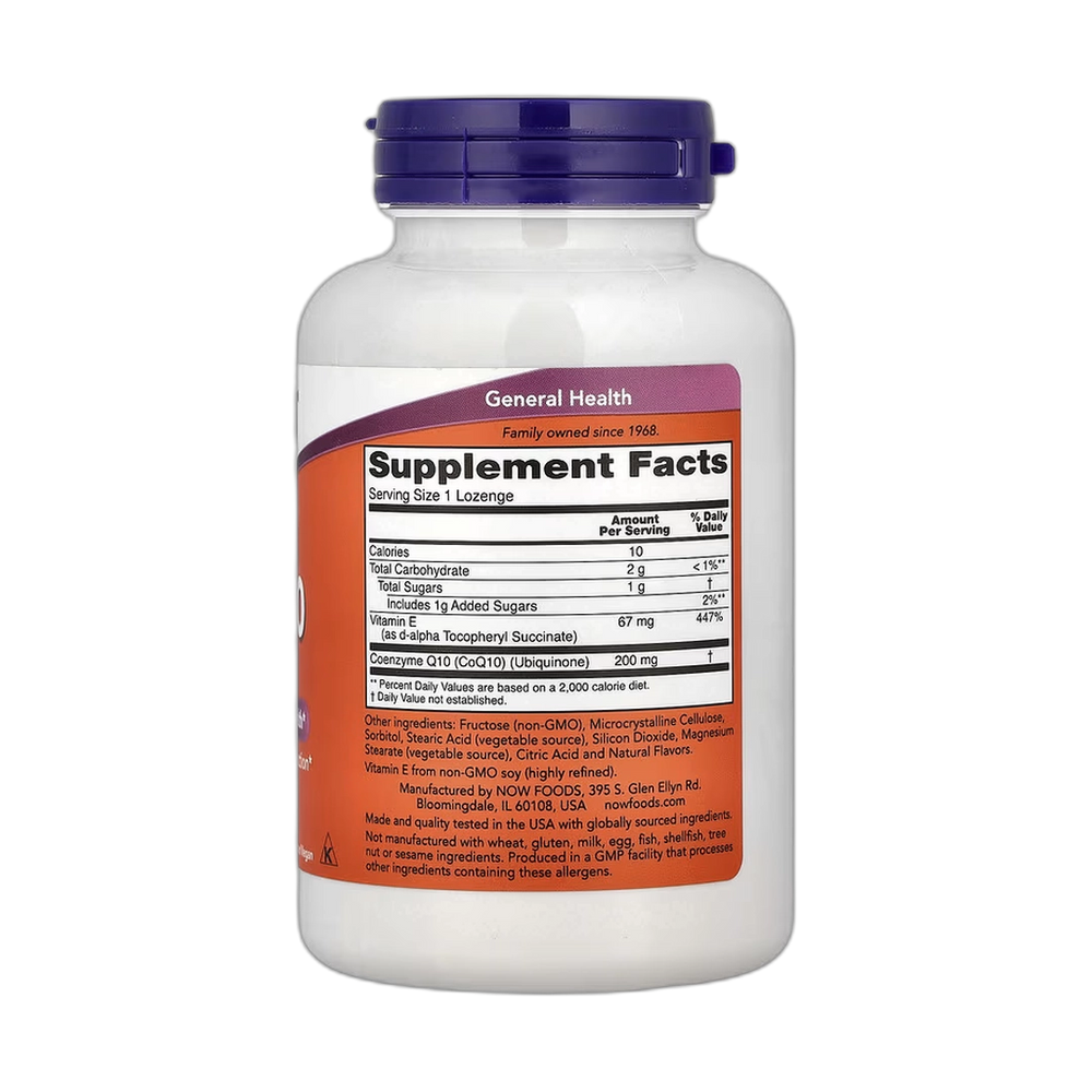 NOW Foods, Chewable CoQ10 With Vitamin E, Orange, 90 Lozenges