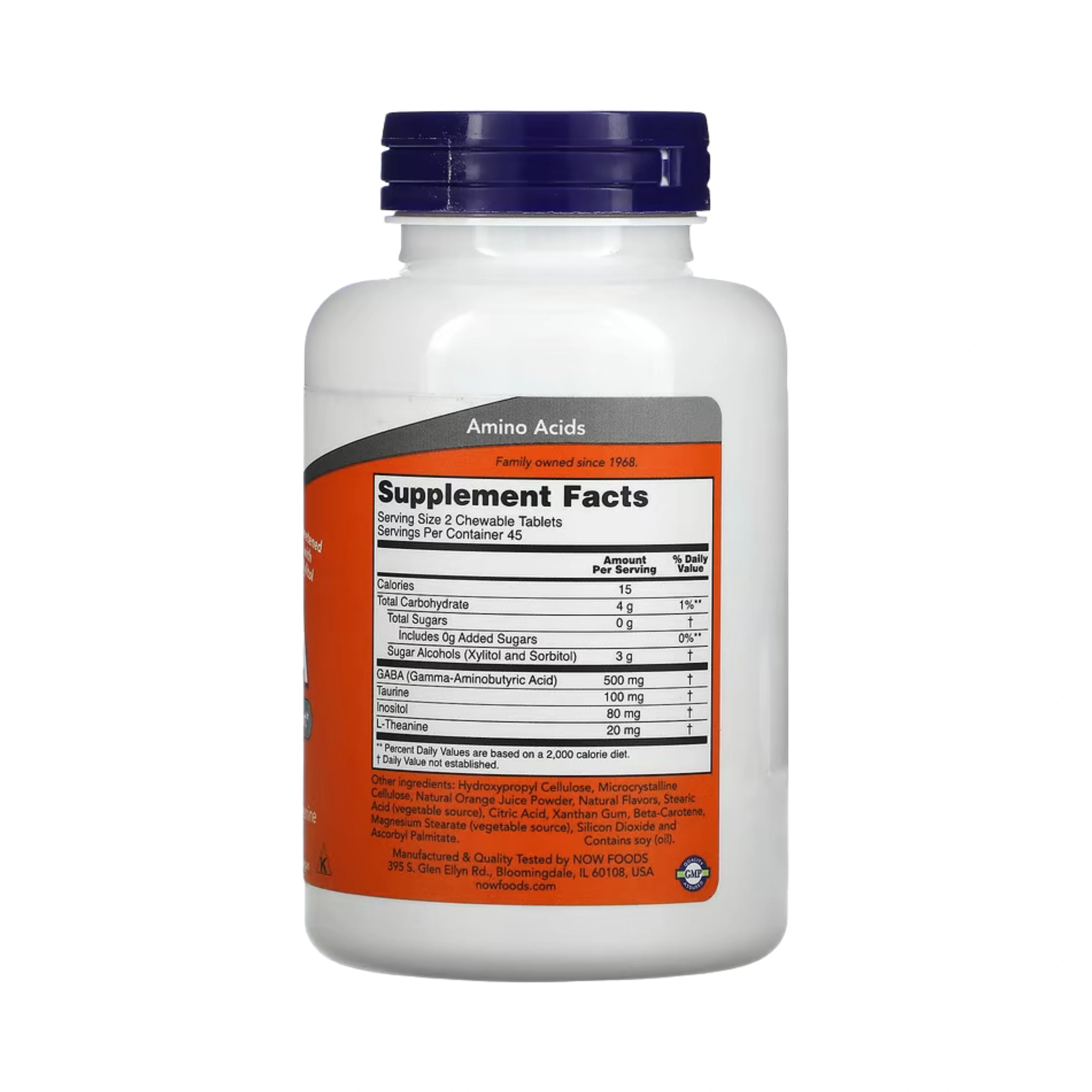 NOW Foods, Chewable GABA, Natural Orange Flavor, 90 Chewables