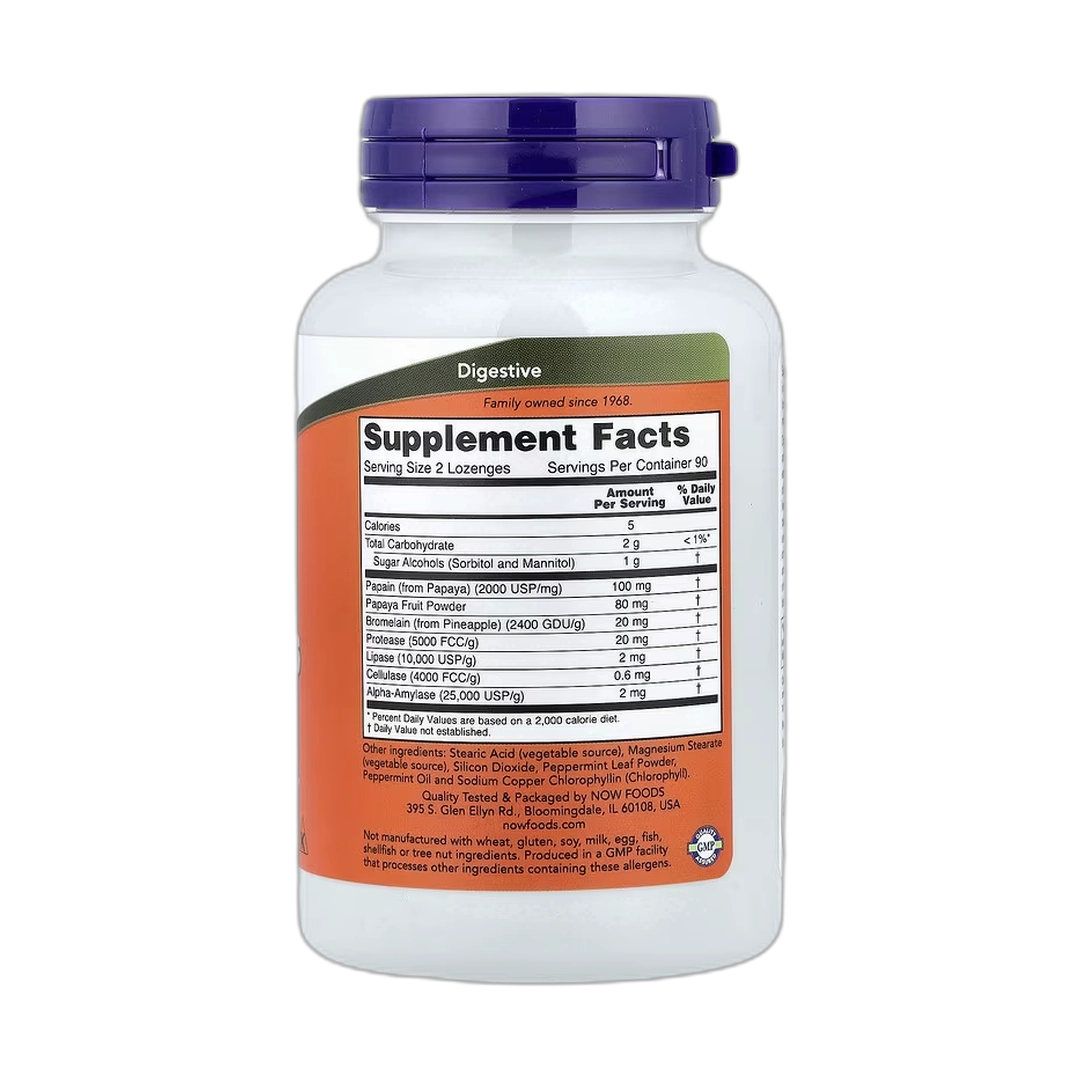NOW Foods, Chewable Papaya Enzymes, 180 Lozenges