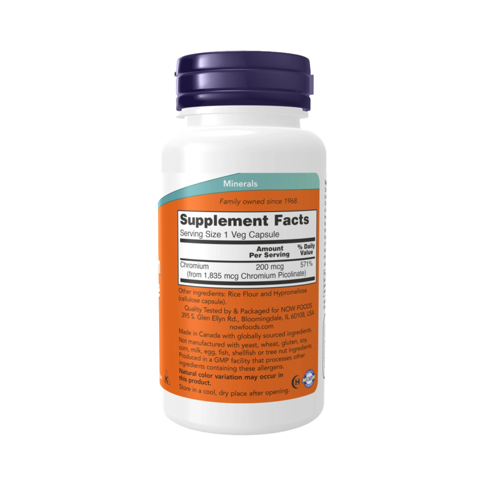 NOW Foods, Chromium Picolinate, 200 mcg, 100 Veg Capsules