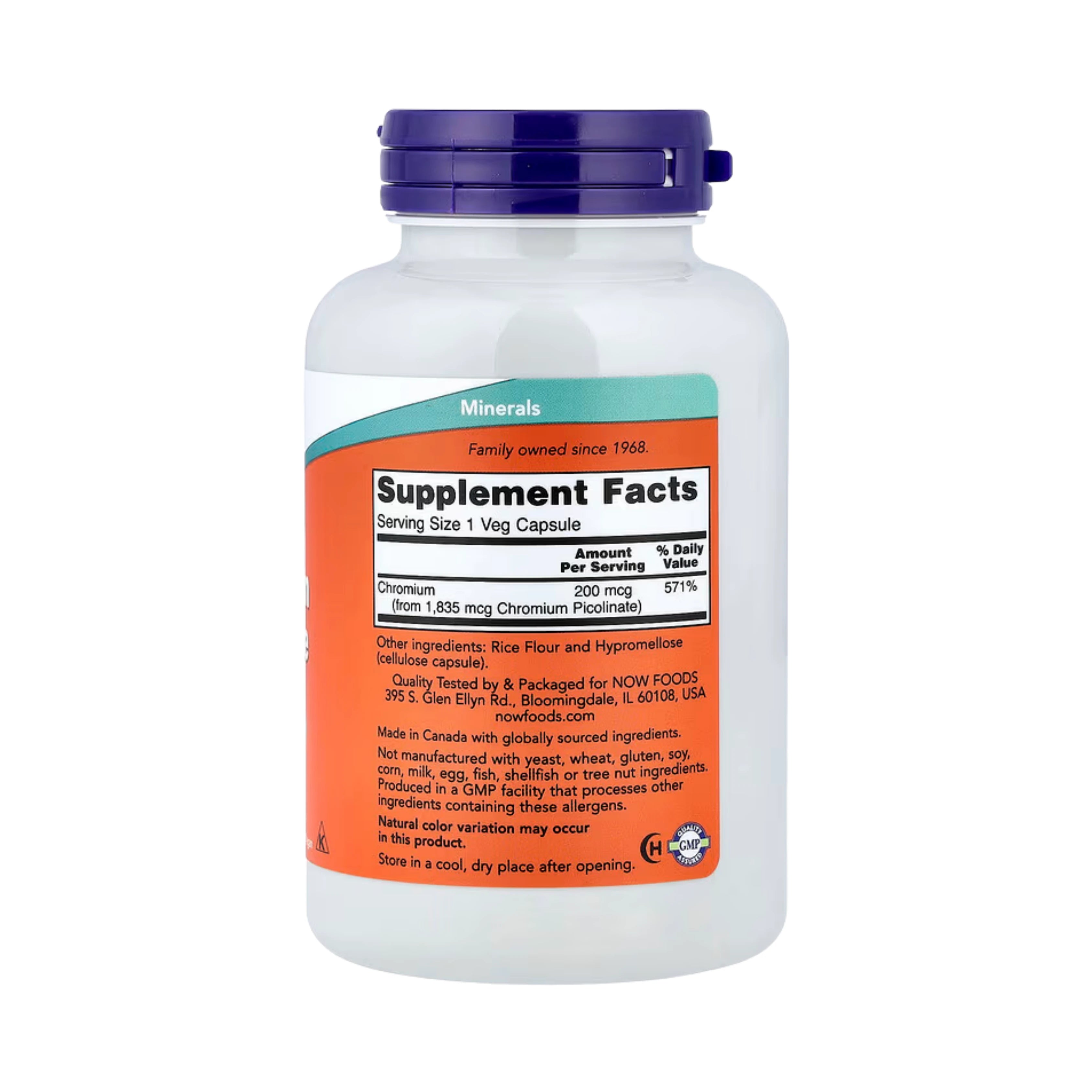 NOW Foods, Chromium Picolinate, 200 mcg, 250 Veg Capsules