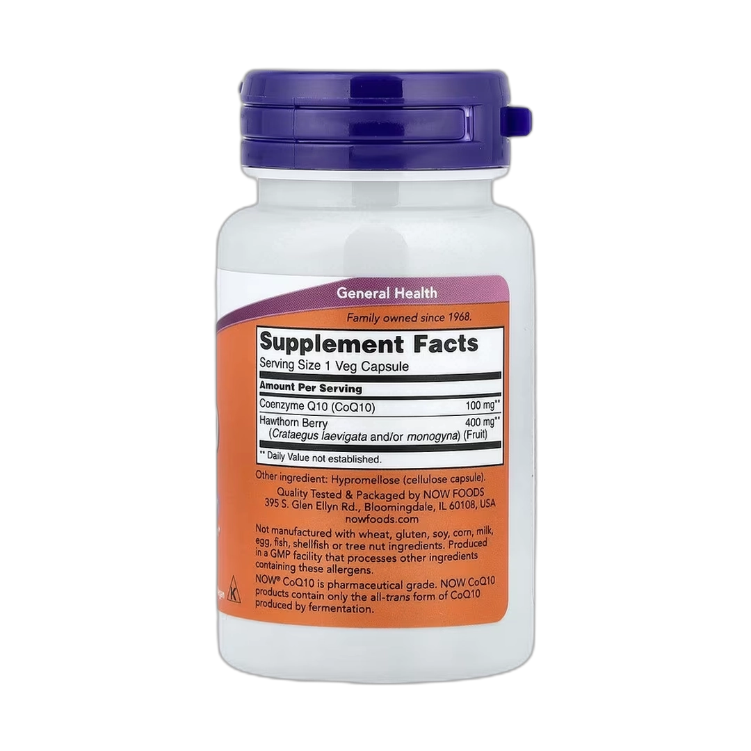 NOW Foods, CoQ10 With Hawthorn Berry, 30 Veg Capsules