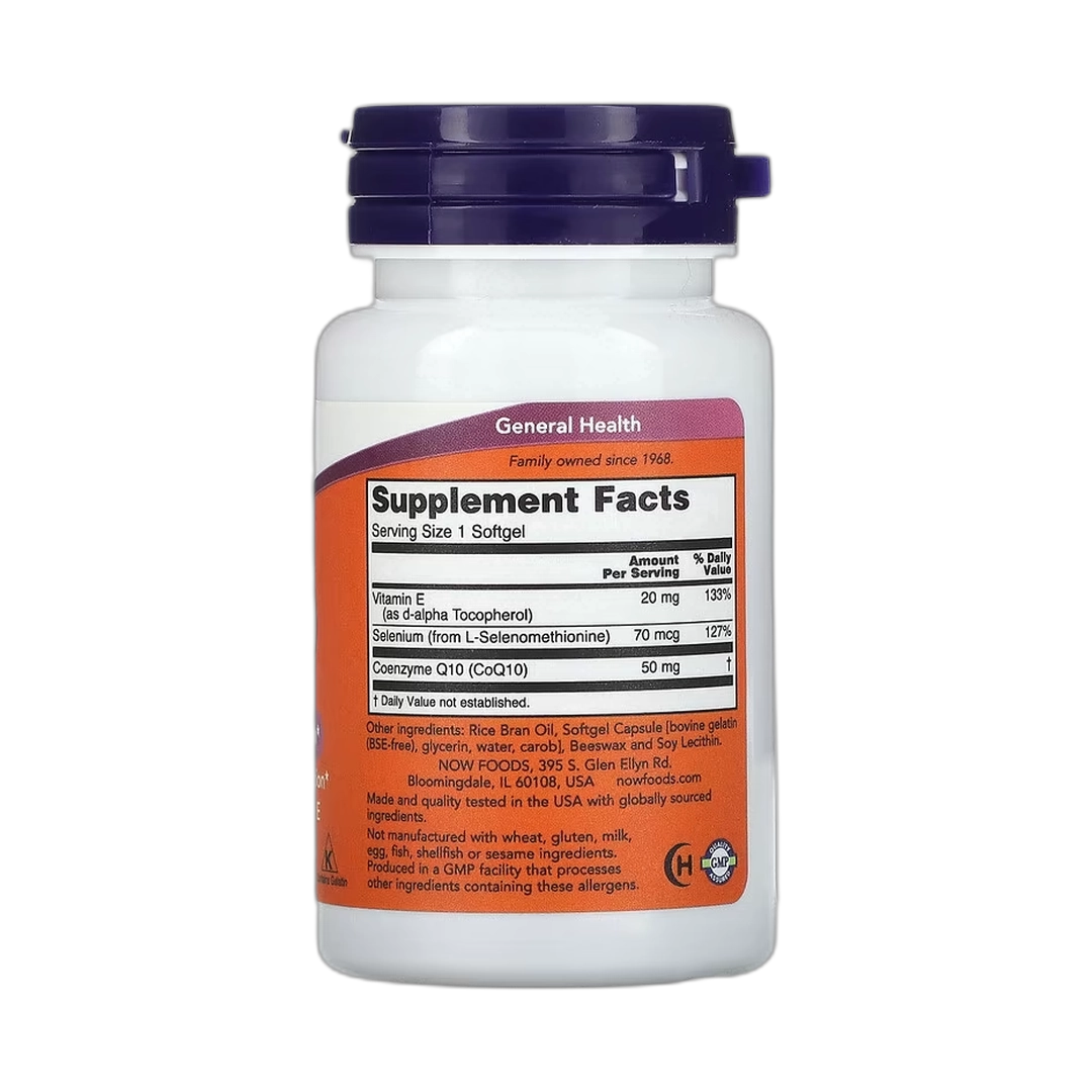 NOW Foods, CoQ10 With Selenium & Vitamin E, 50 Softgel