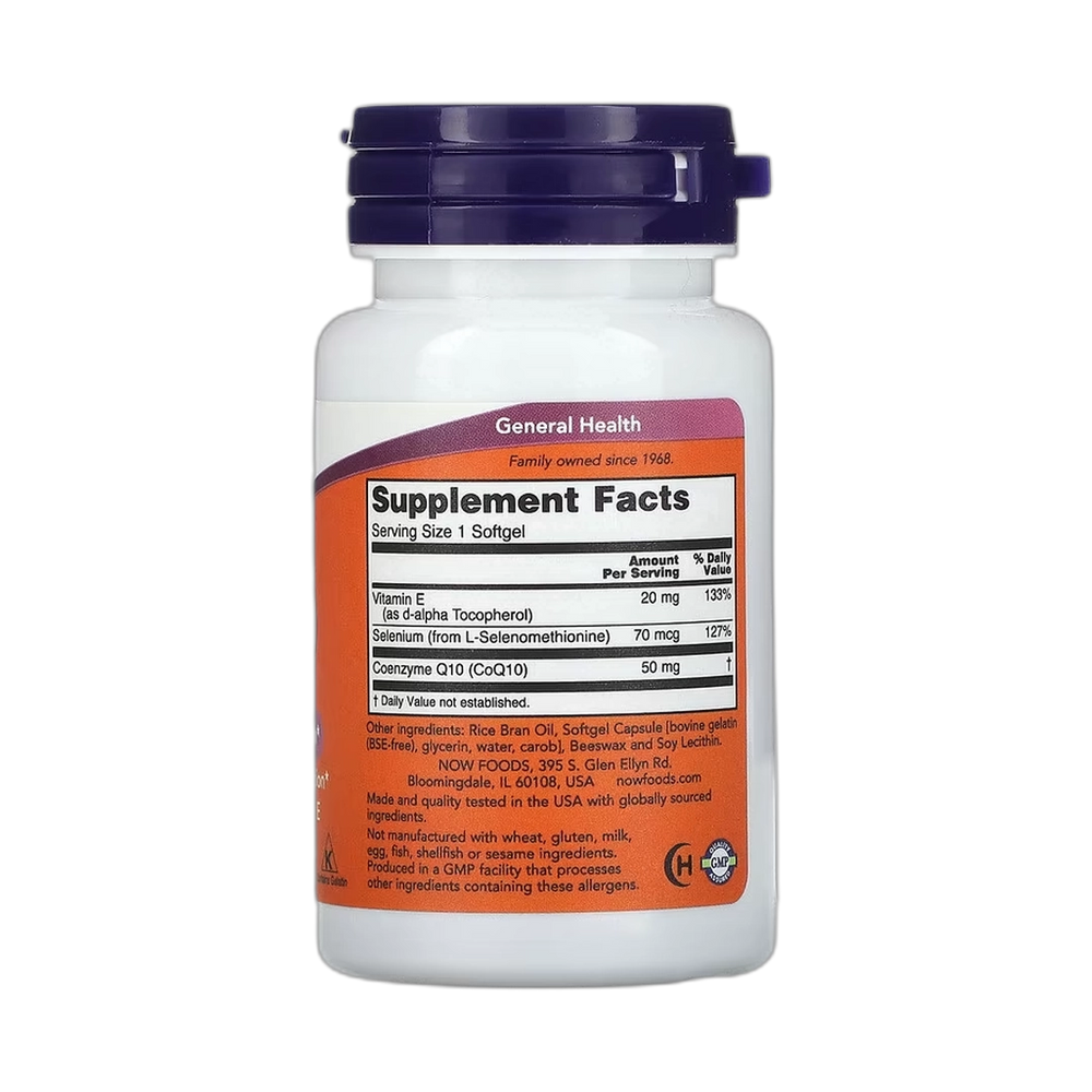 NOW Foods, CoQ10 With Selenium & Vitamin E, 50 Softgel