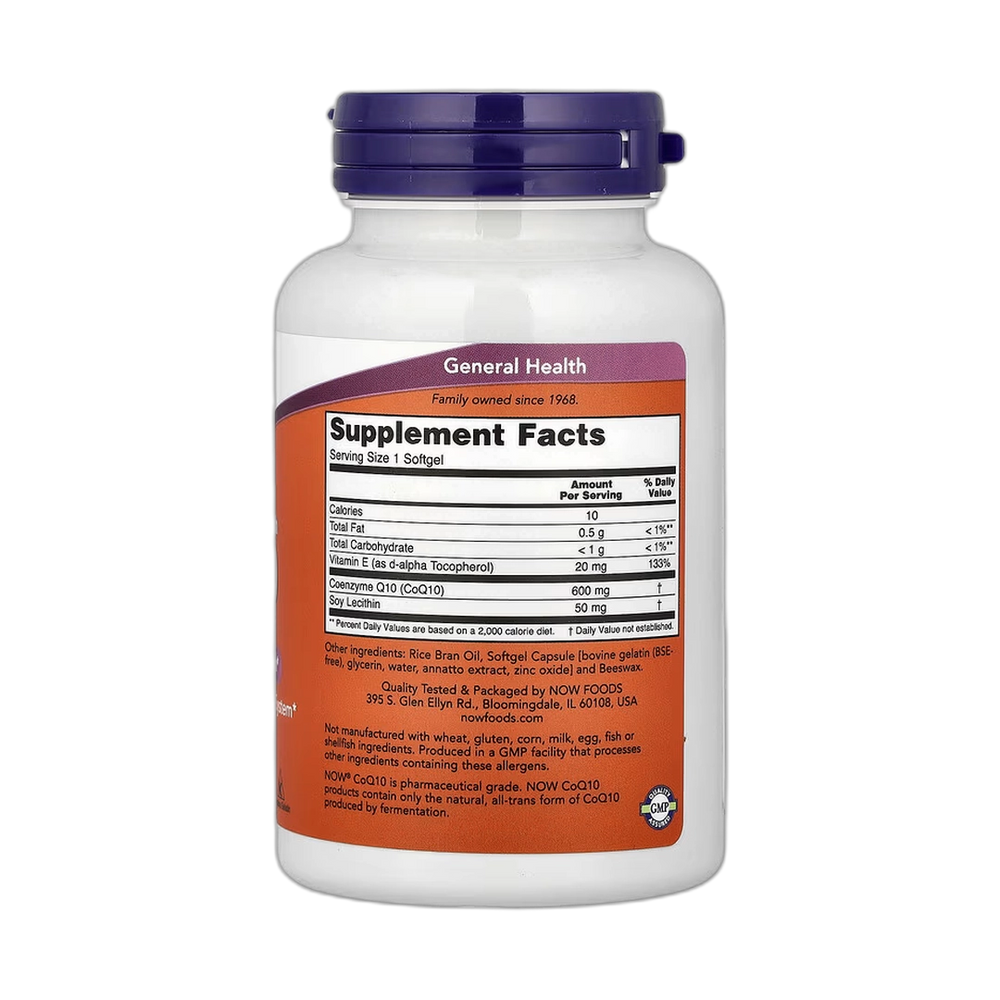 NOW Foods, CoQ10 With Vitamin E & Lecithin, 60 Softgels