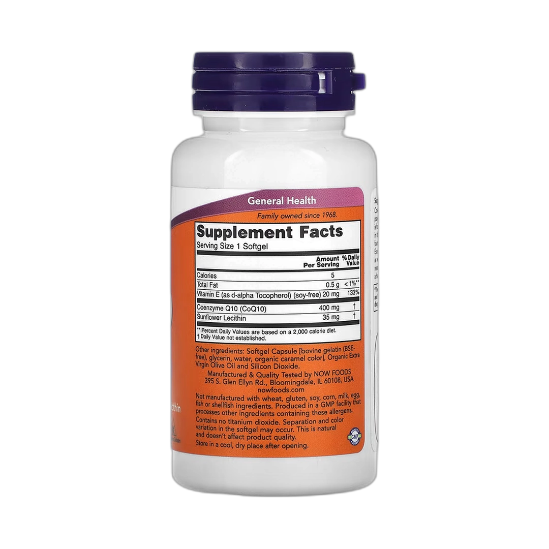 NOW Foods, CoQ10 With Vitamin E & Sunflower Lecithin, 30 Softgels