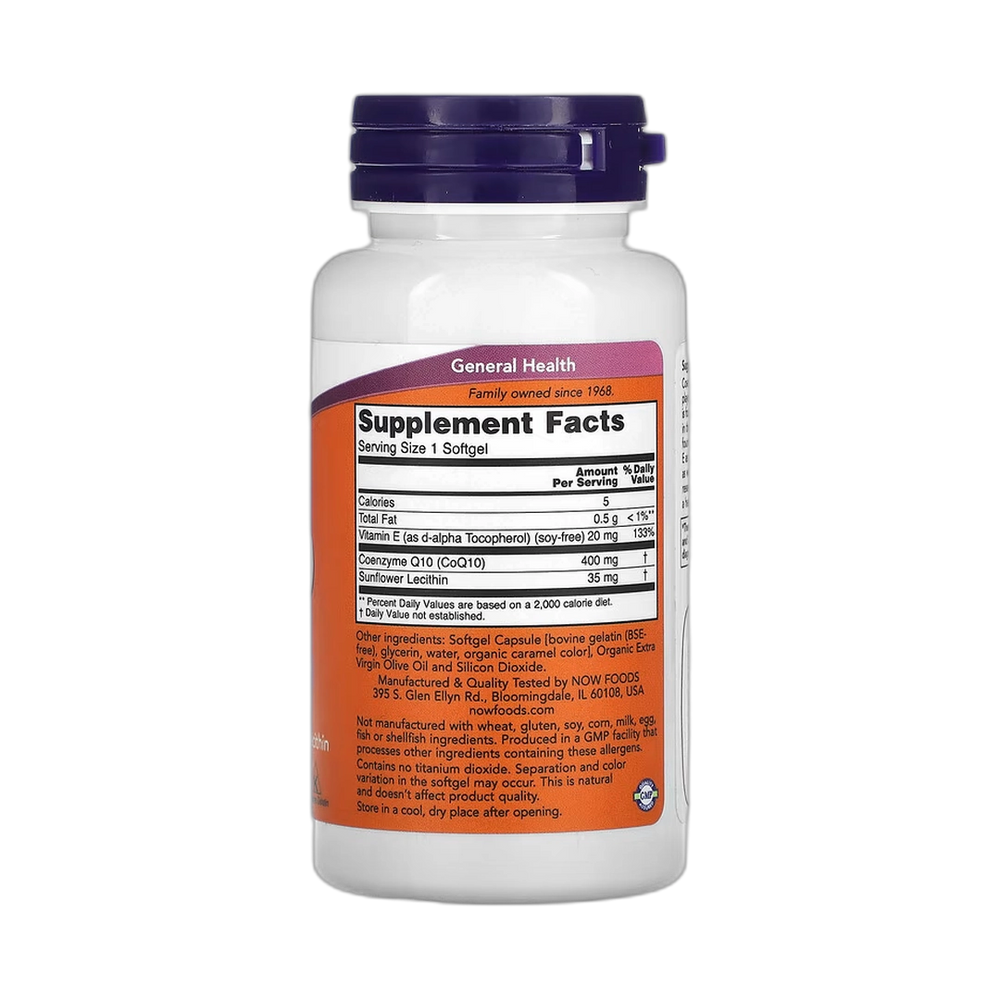 NOW Foods, CoQ10 With Vitamin E & Sunflower Lecithin, 30 Softgels