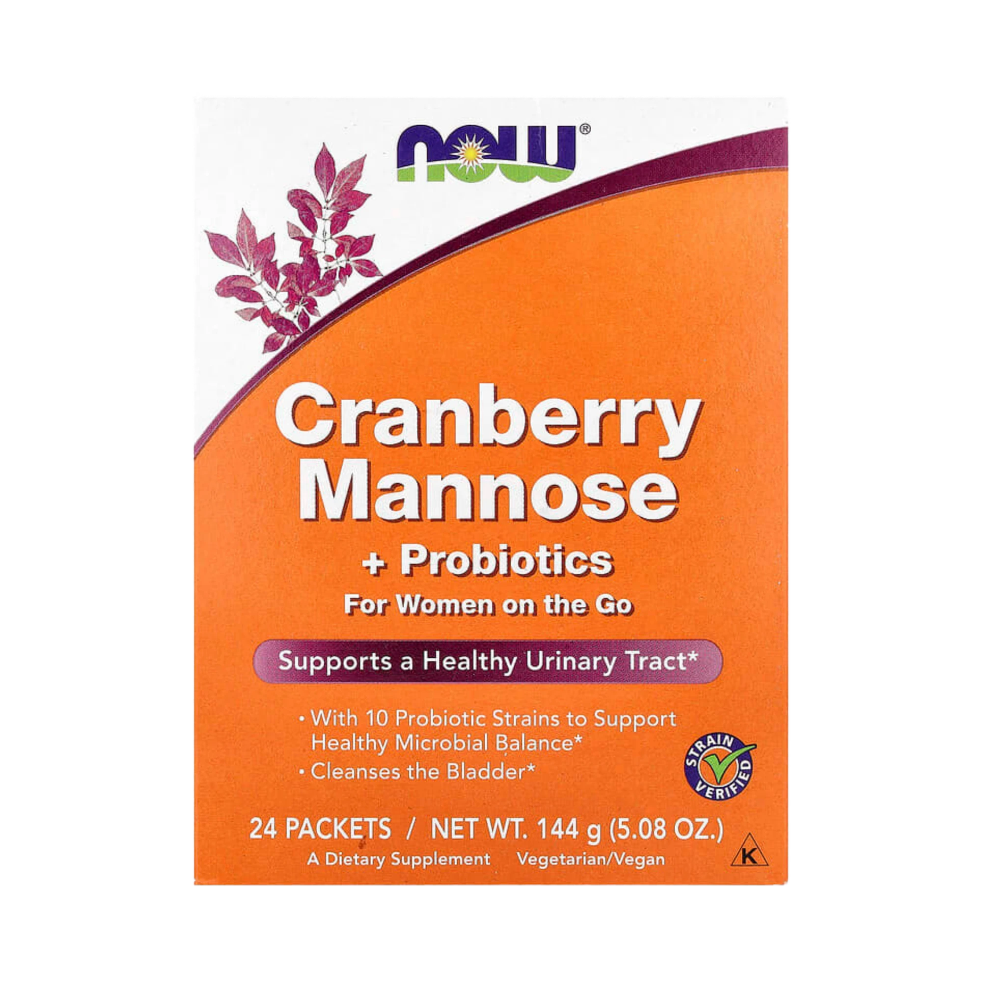 NOW Foods, Cranberry Mannose + Probiotics, For Women On The Go, 24 Packets, 0.21 oz (6 g) Each