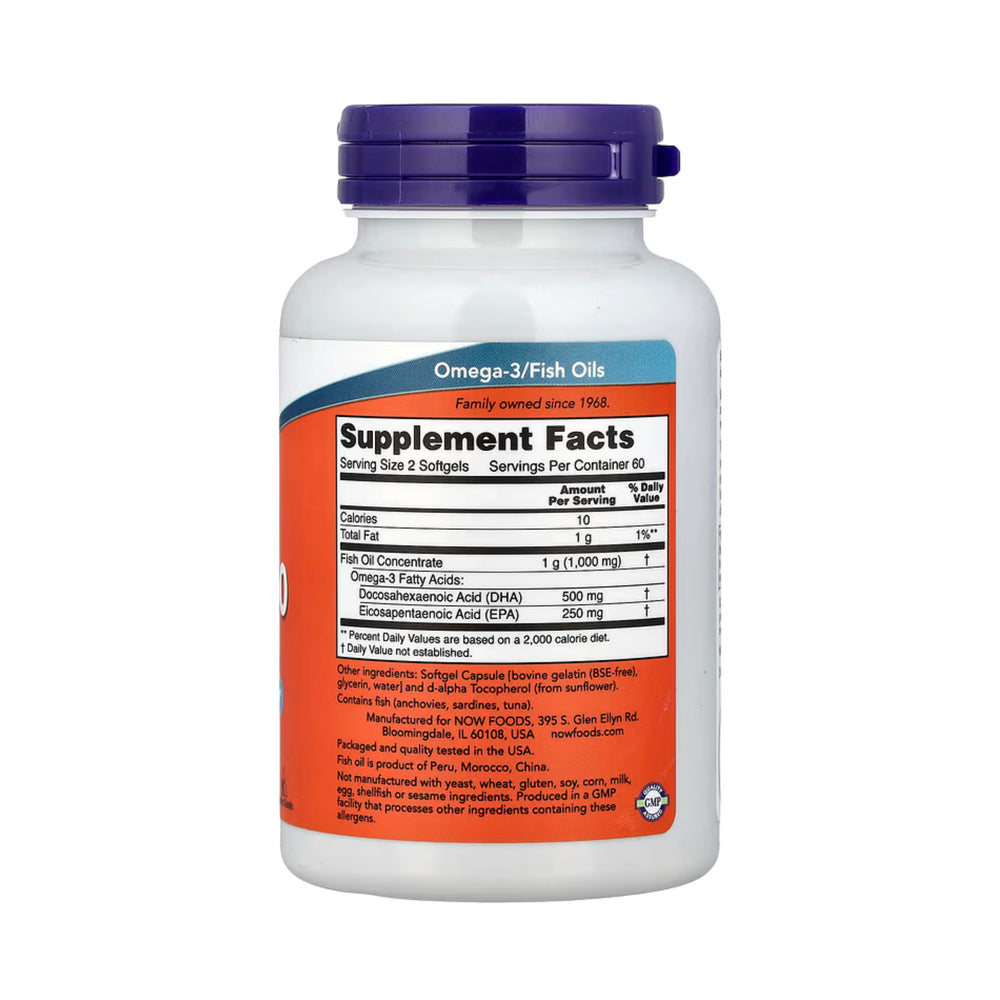 NOW Foods, DHA-250, Fish Oil, 120 Softgels