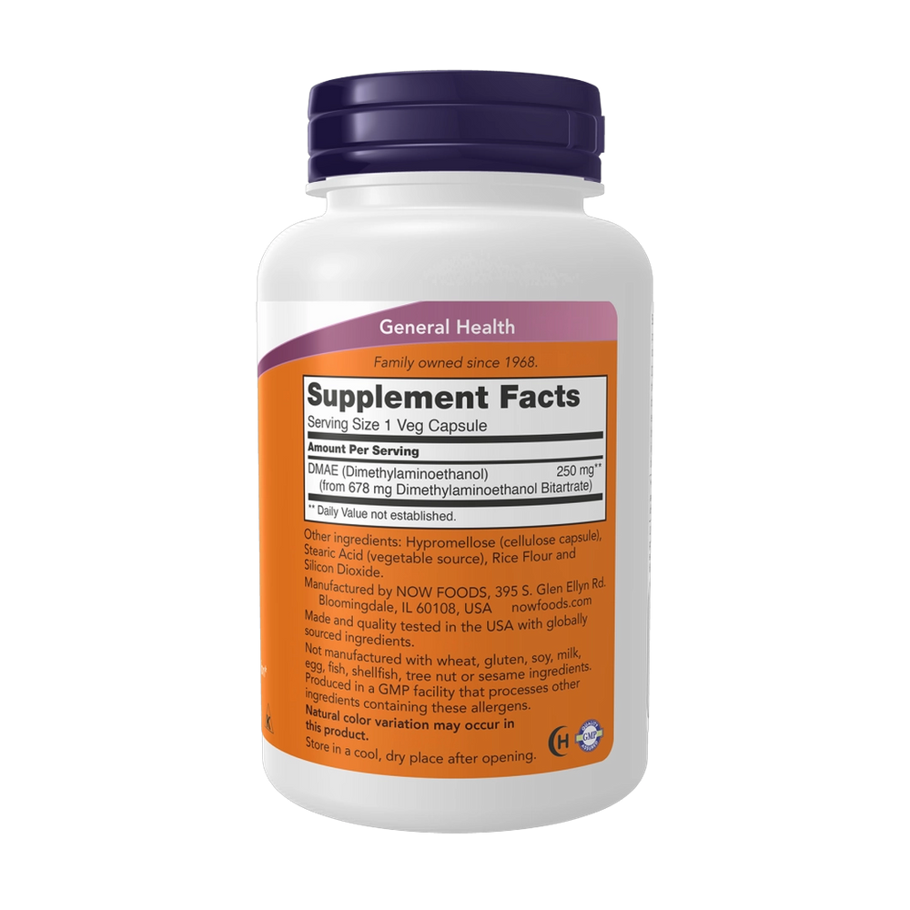 NOW Foods, DMAE, 250 mg, 100 Veg Capsules
