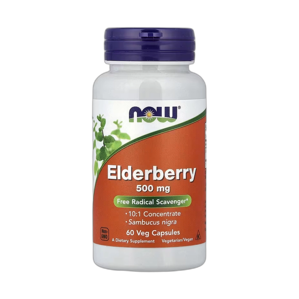 NOW Foods, Elderberry, 500 mg, 60 Veg Capsules