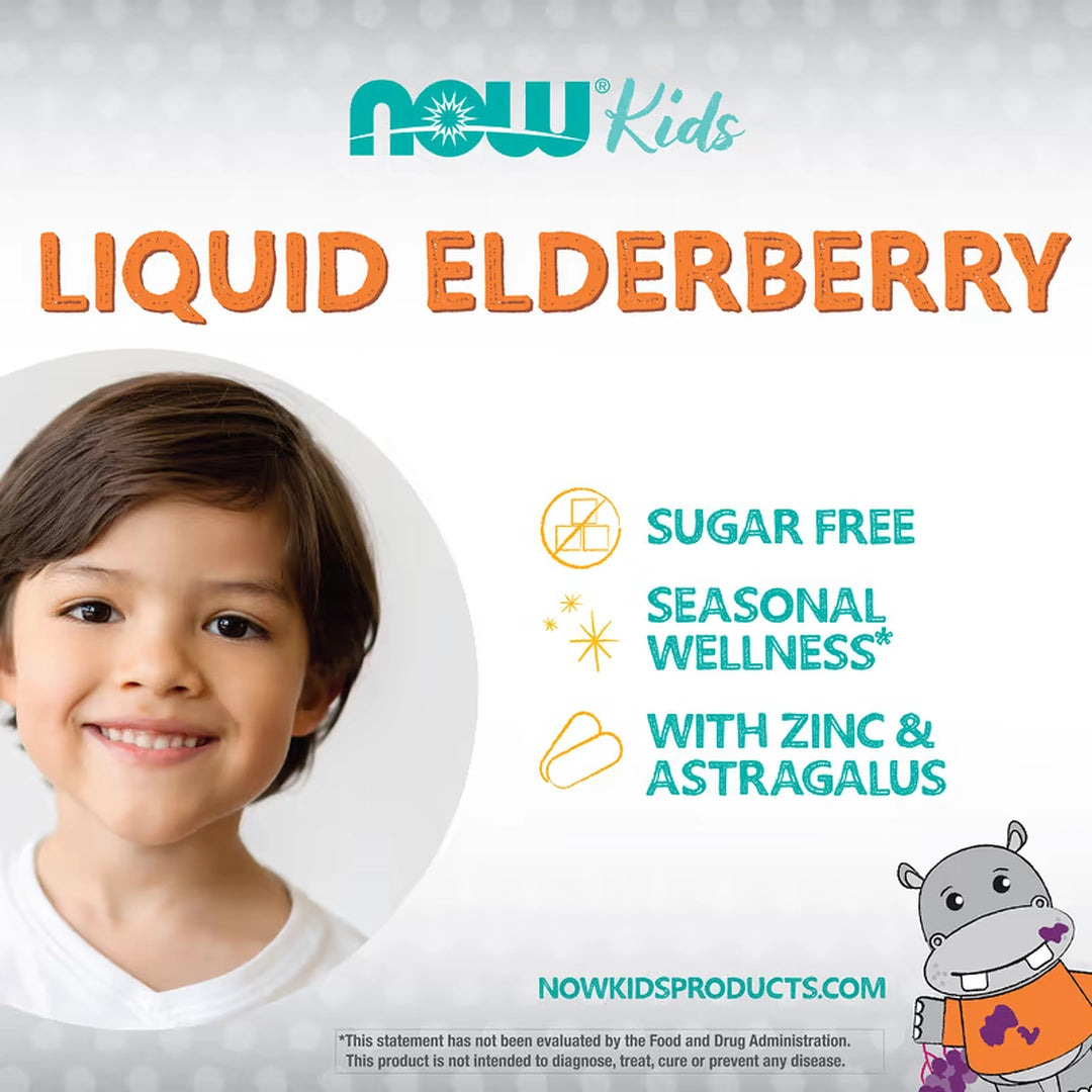 NOW Foods, Elderberry Liquid for Kids, 8 fl oz, 237 ml