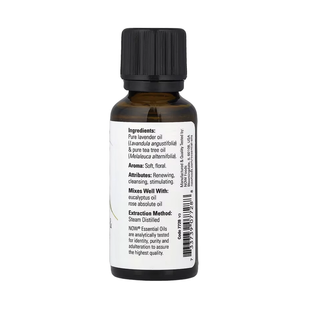 NOW Foods, Essential Oils, Lavender & Tea Tree Blend, 1 fl oz, 30 ml