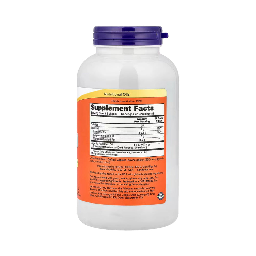 NOW Foods, Flax Oil with Essential Omega-3's, 250 Softgels