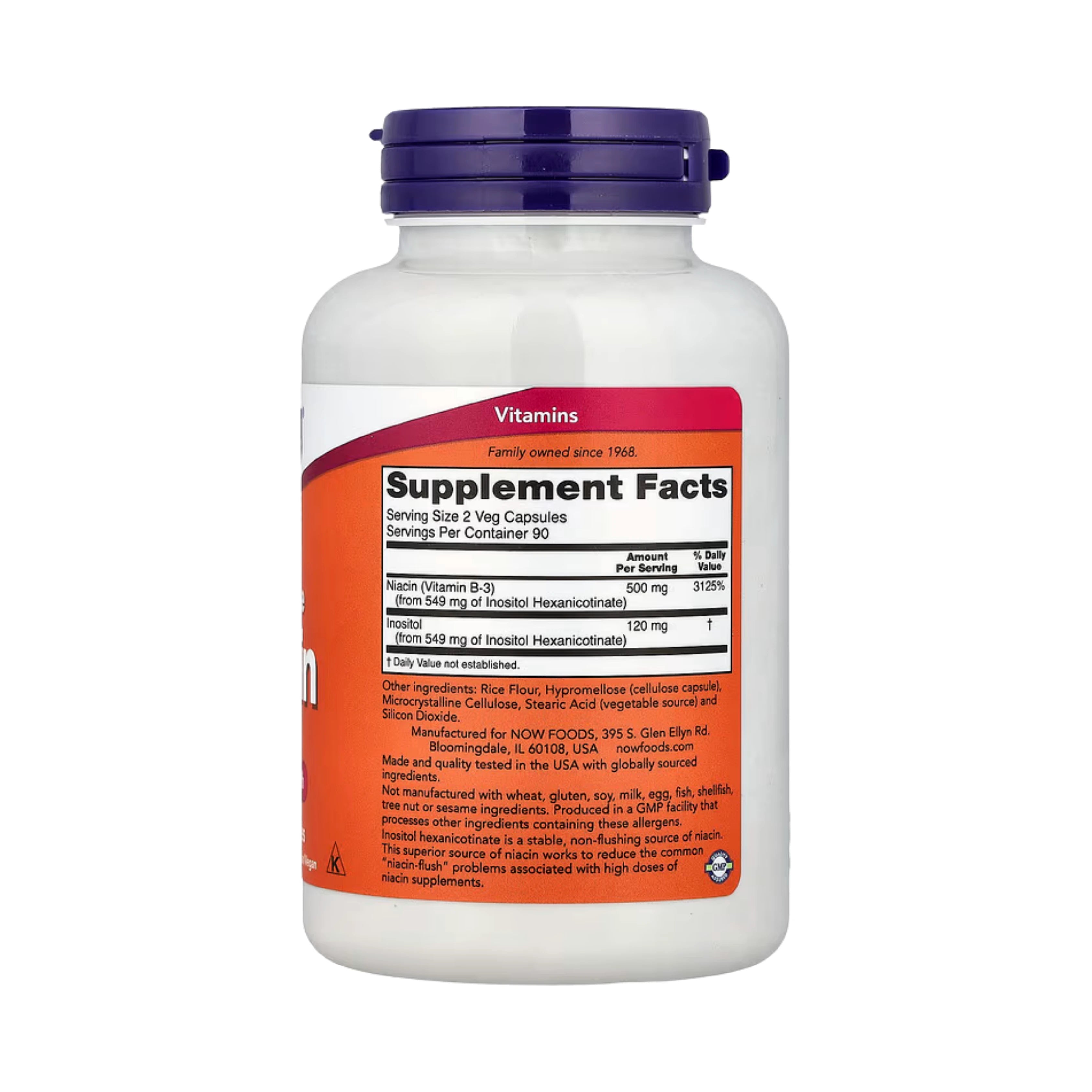 NOW Foods, Flush-Free Niacin, 250 mg, 180 Veg Capsules
