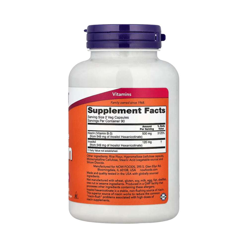 NOW Foods, Flush-Free Niacin, 250 mg, 180 Veg Capsules