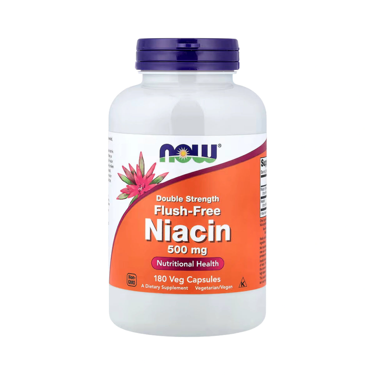 NOW Foods, Flush-Free Niacin, 500 mg, 180 Veg Capsules