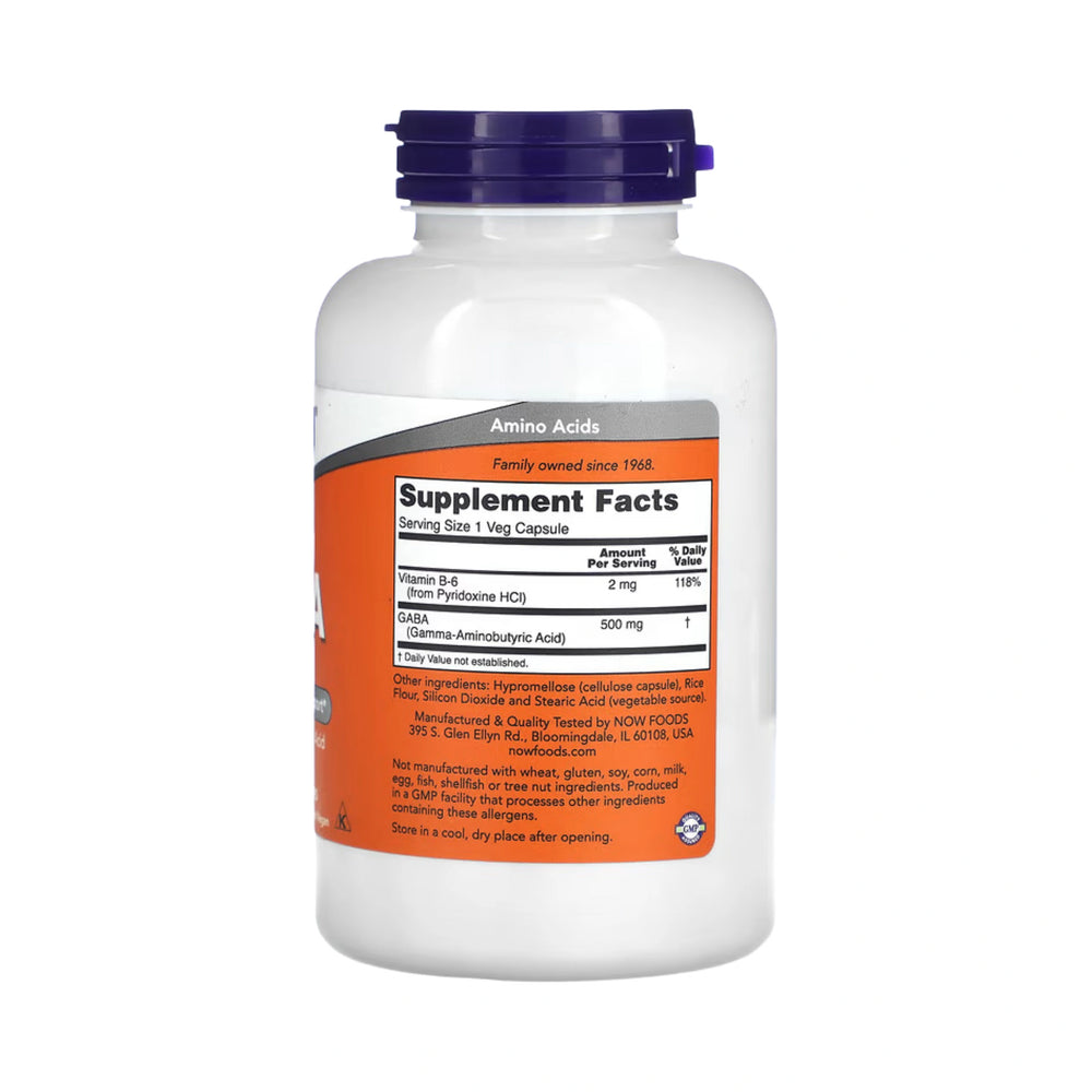 NOW Foods, GABA with Vitamin B-6, 500 mg, 200 Veg Capsules