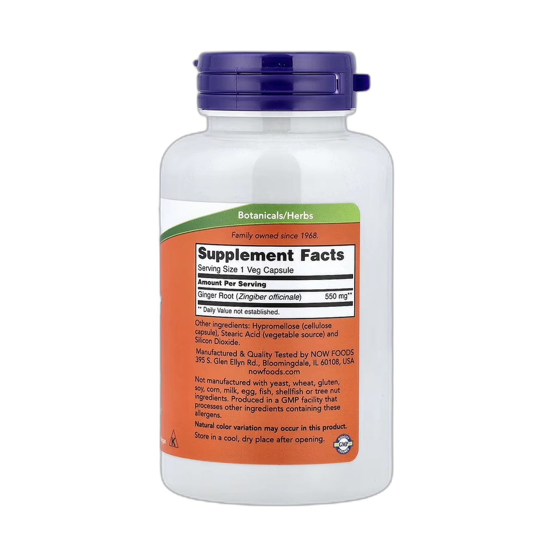 NOW Foods, Ginger Root, 550 mg, 100 Veg Capsules