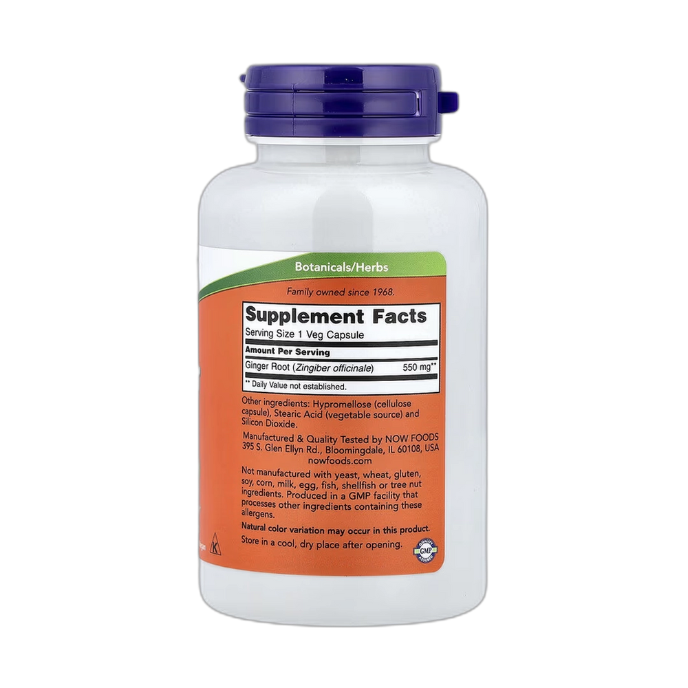 NOW Foods, Ginger Root, 550 mg, 100 Veg Capsules