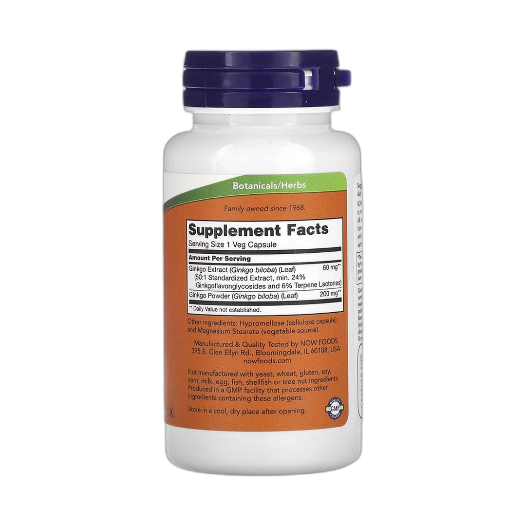 NOW Foods, Ginkgo Biloba, 60 mg, 120 Veg Capsules