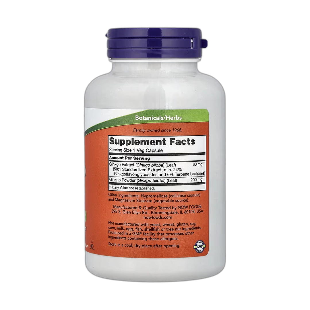 NOW Foods, Ginkgo Biloba, 60 mg, 240 Veg Capsules
