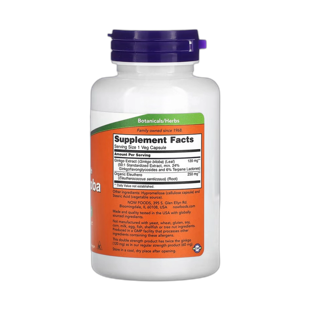 NOW Foods, Ginkgo Biloba With Eleuthero Root, 100 Veg Capsules