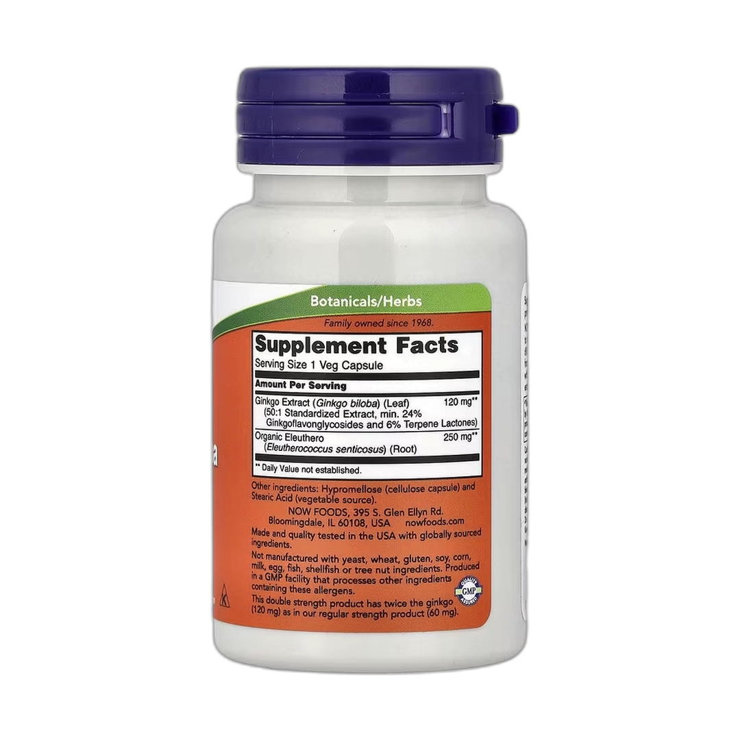 NOW Foods, Ginkgo Biloba With Eleuthero Root, 50 Veg Capsules