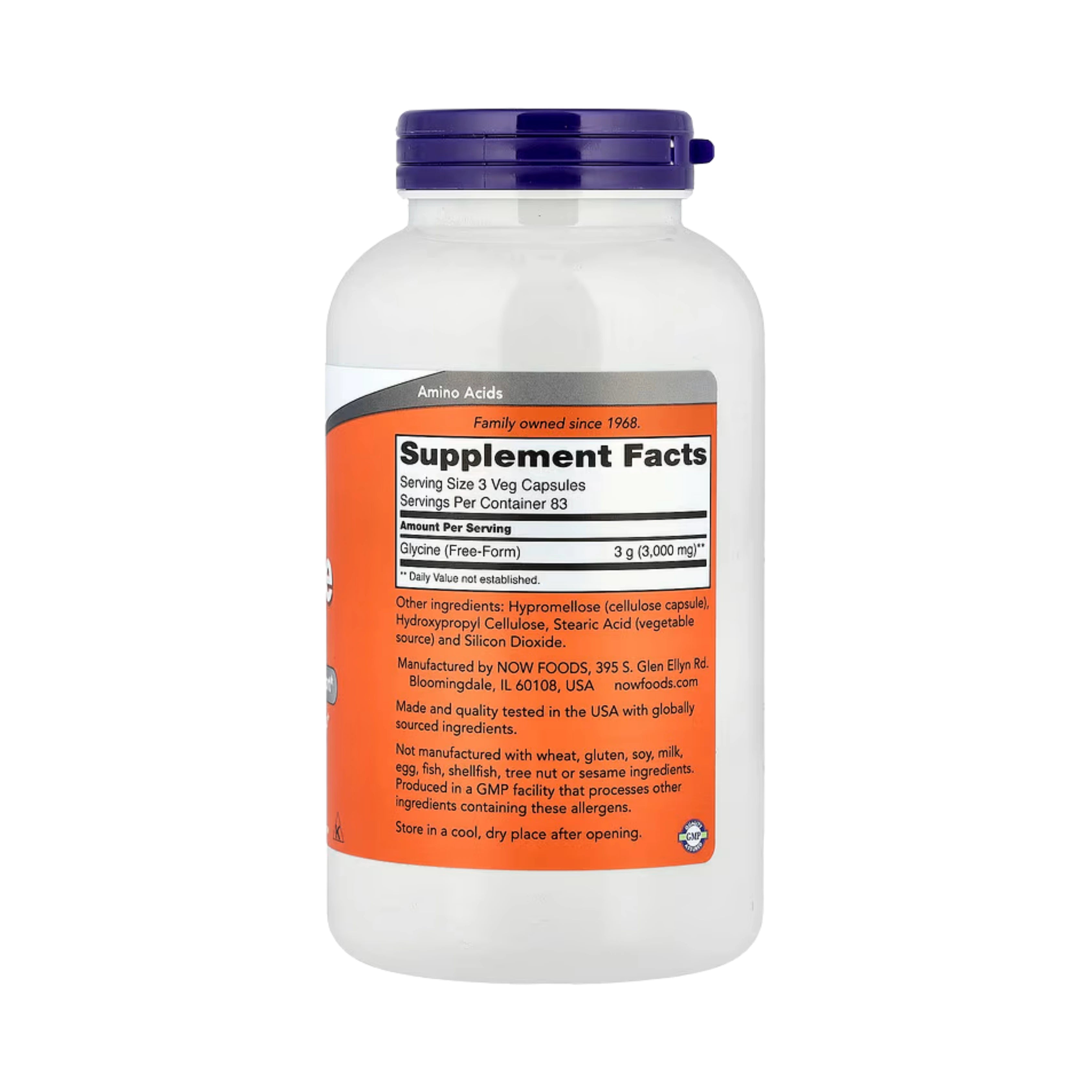 NOW Foods, Glycine, 1,000 mg, 250 Veg Capsules