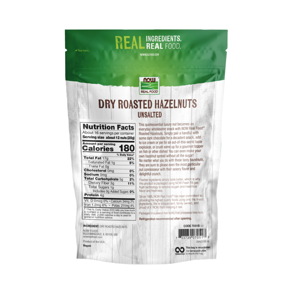 NOW Foods, Hazelnuts, Dry Roasted & Unsalted, 16 Oz