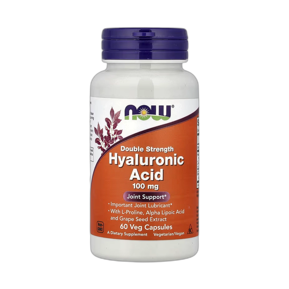 NOW Foods, Hyaluronic Acid With L-Proline, Alpha Lipoic Acid and Grape Seed Extract, 100 mg, 60 Veg Capsules