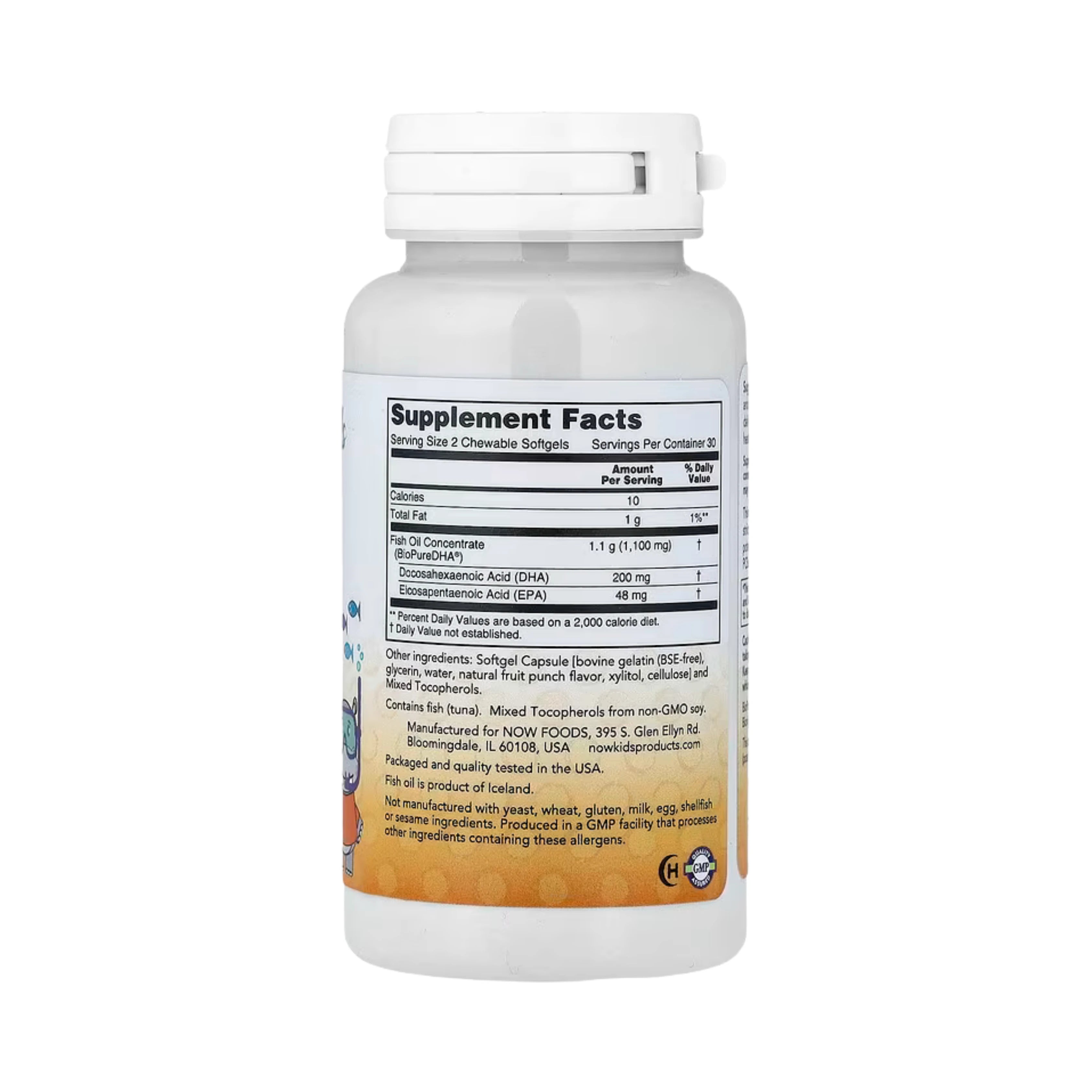 NOW Foods, Kid's DHA Fish Oil Chewables, Tasty Fruit, 60 Chewable Softgels