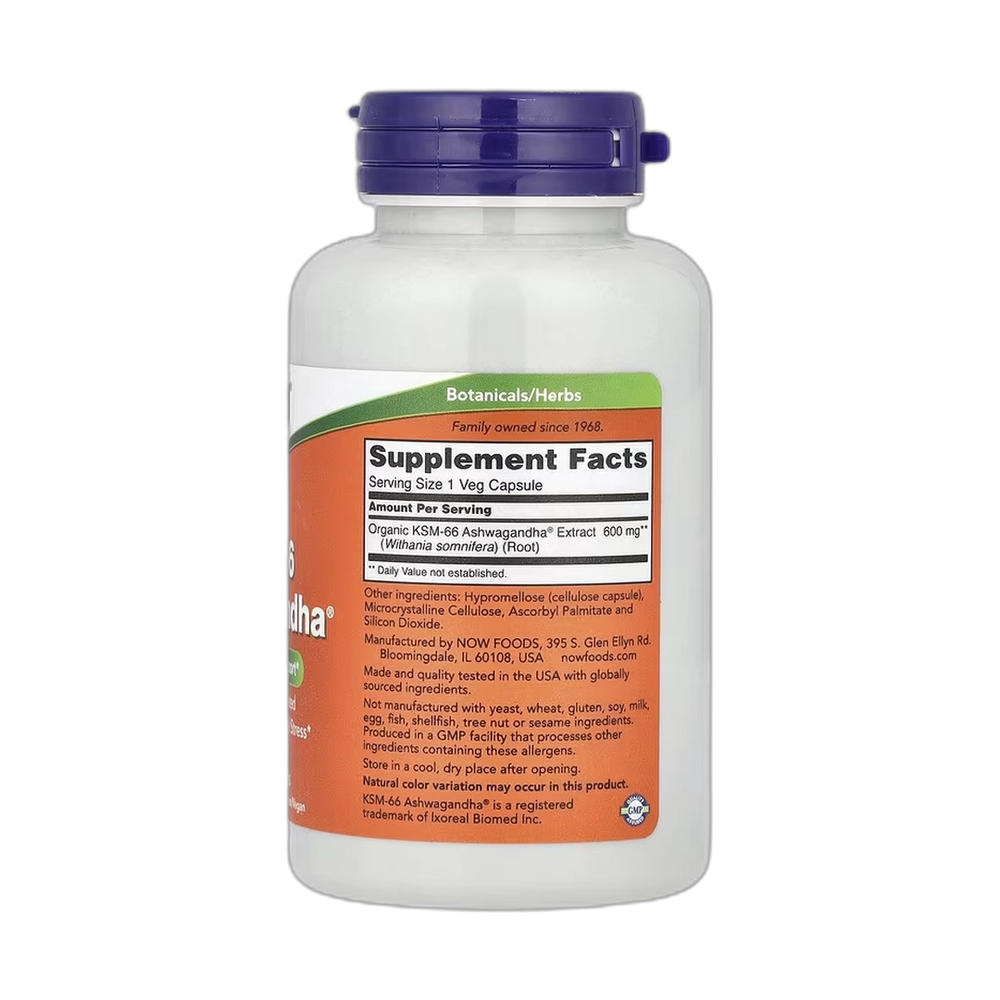 NOW Foods, KSM-66 Ashwagandha, 600 mg, 90 Veg Capsules