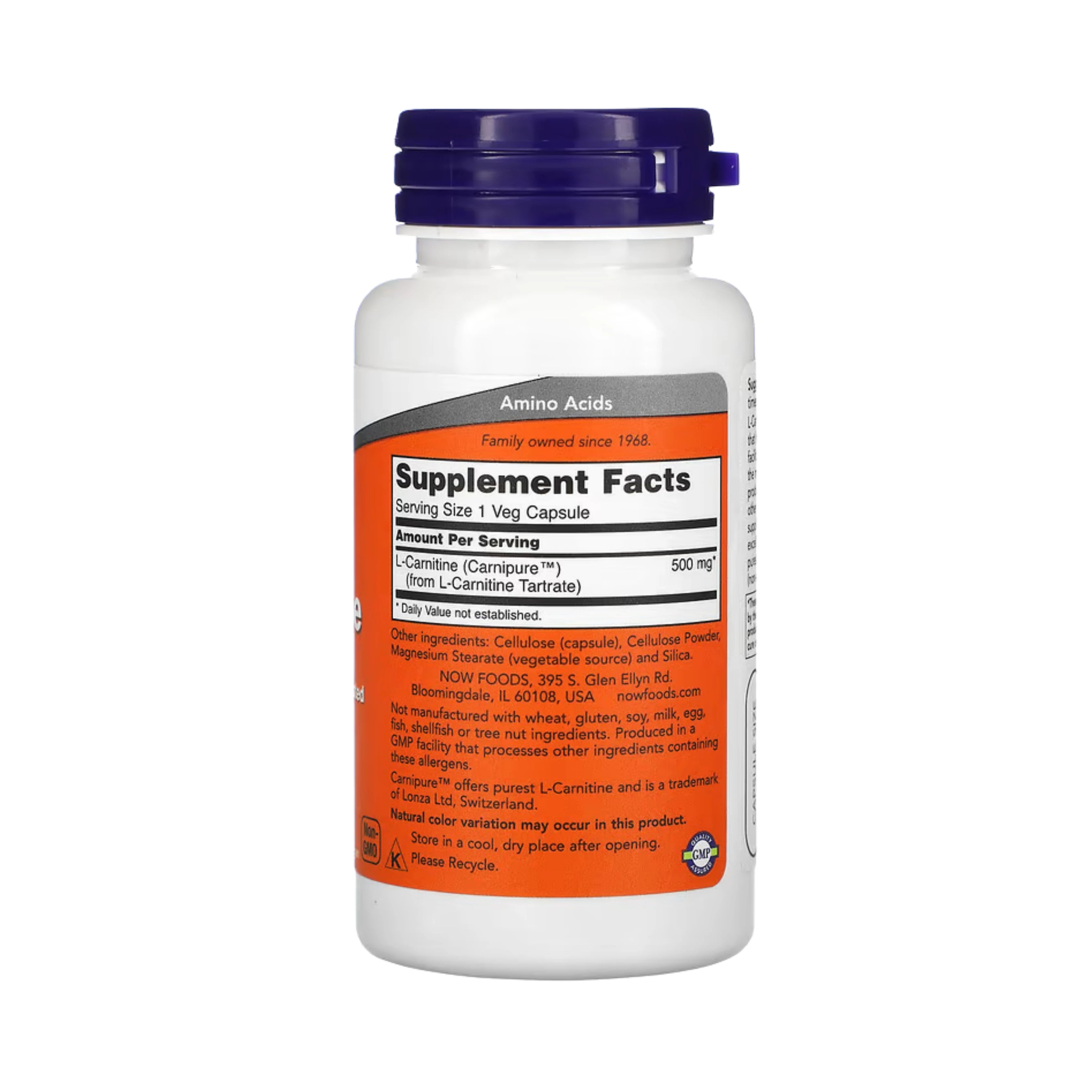 NOW Foods, L-Carnitine, 500 mg, 60 Veg Capsules