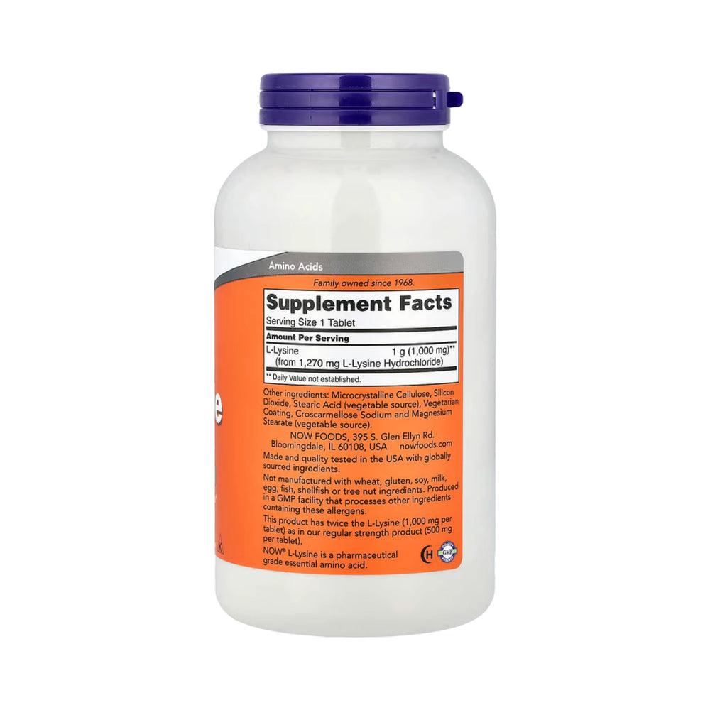 NOW Foods, L-Lysine, 1,000 mg, 250 Tablets