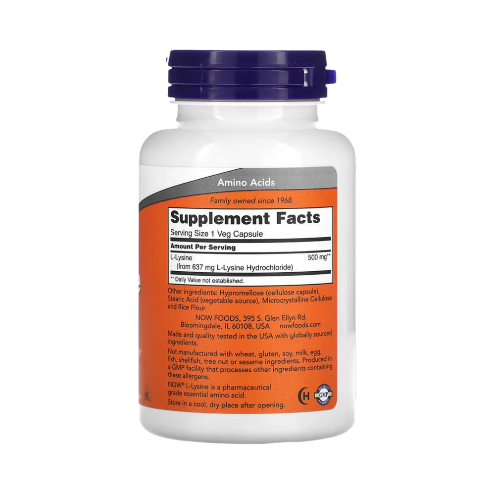 NOW Foods, L-Lysine, 500 mg, 100 Veg Capsules