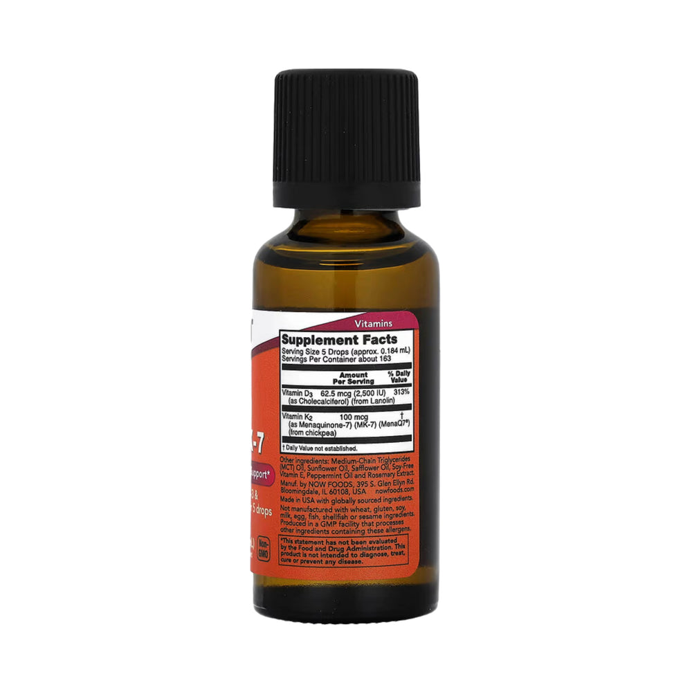 NOW Foods, Liquid D-3 & MK-7, Mint, 1 fl oz, 30 ml