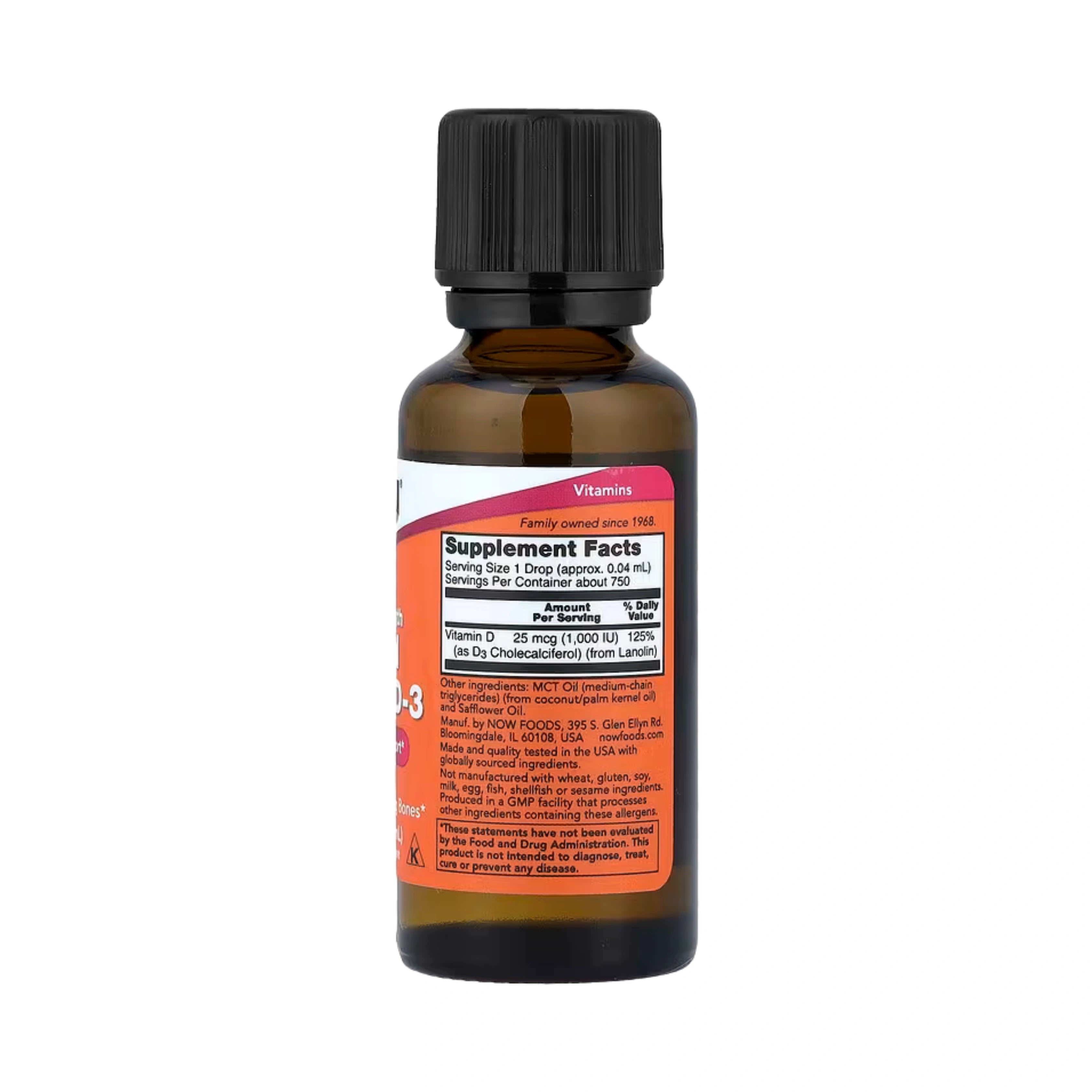 NOW Foods, Liquid Vitamin D-3, 1,000 IU, 1 fl oz, 30 ml