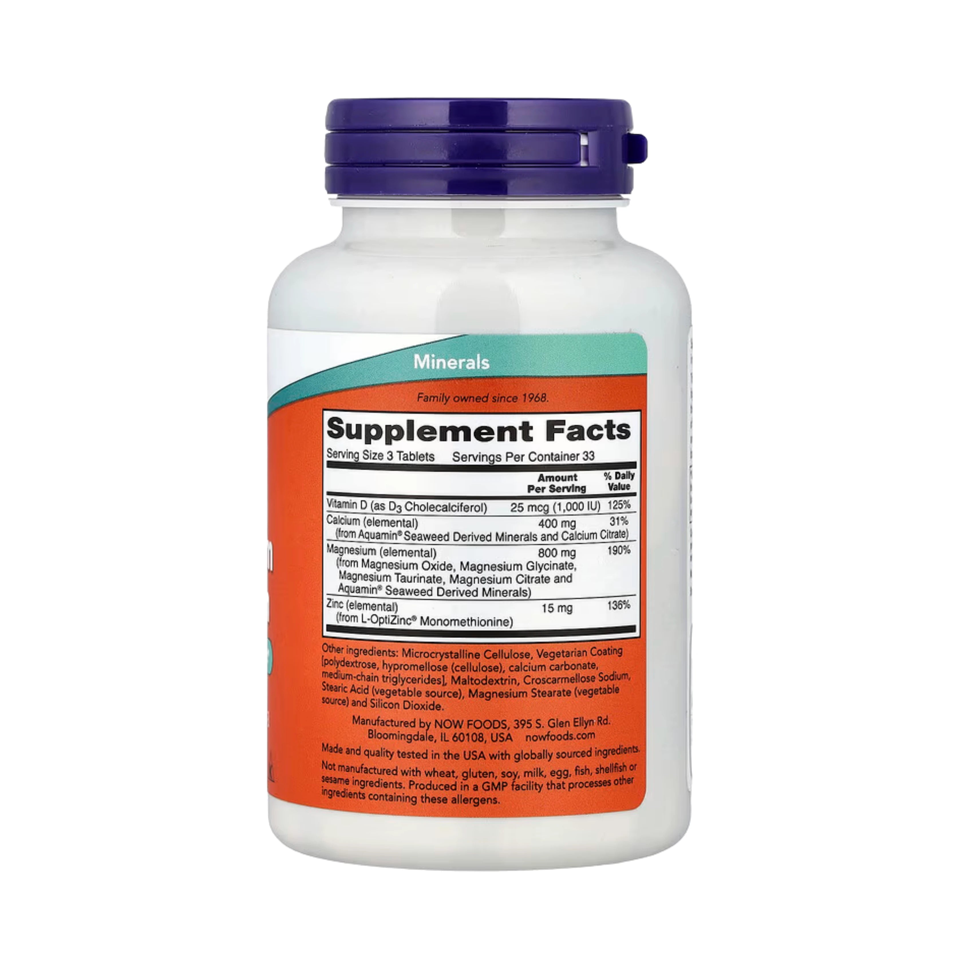NOW Foods, Magnesium & Calcium With Zinc and Vitamin D-3, 100 Tablets