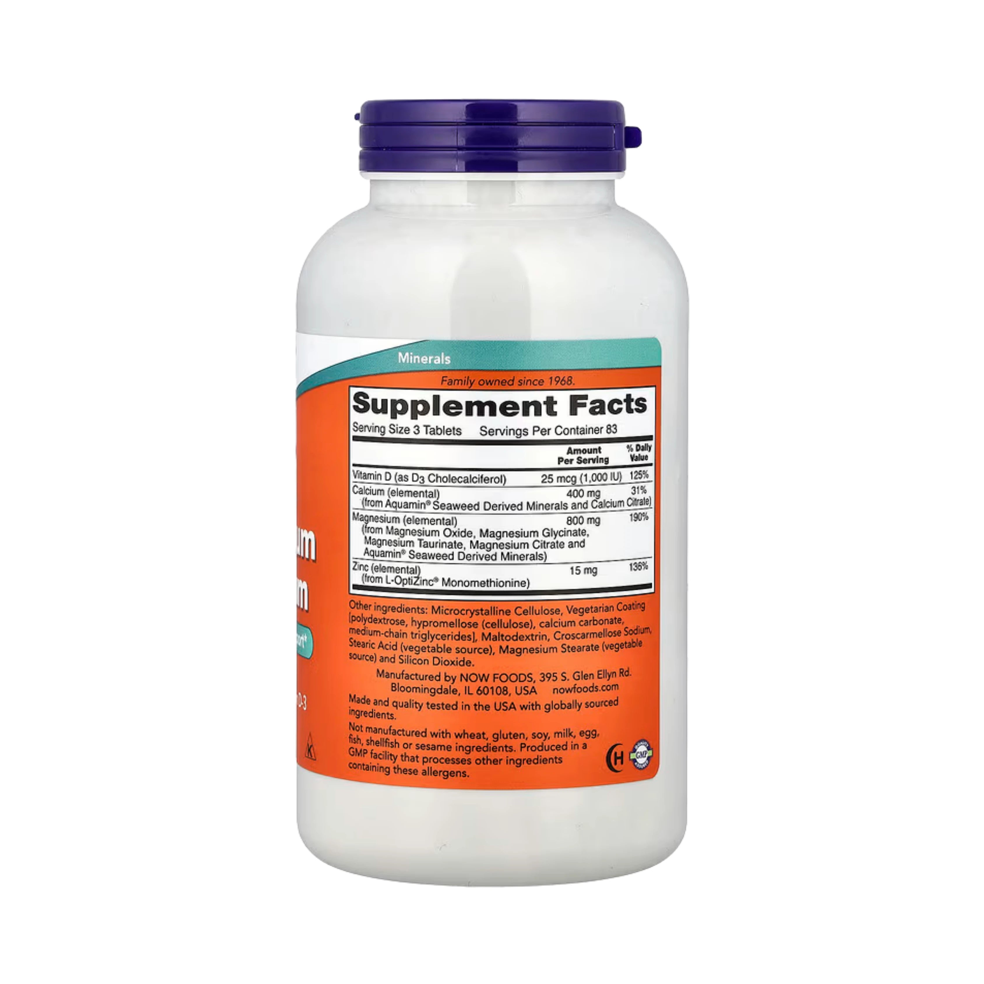 NOW Foods, Magnesium & Calcium With Zinc and Vitamin D-3, 250 Tablets