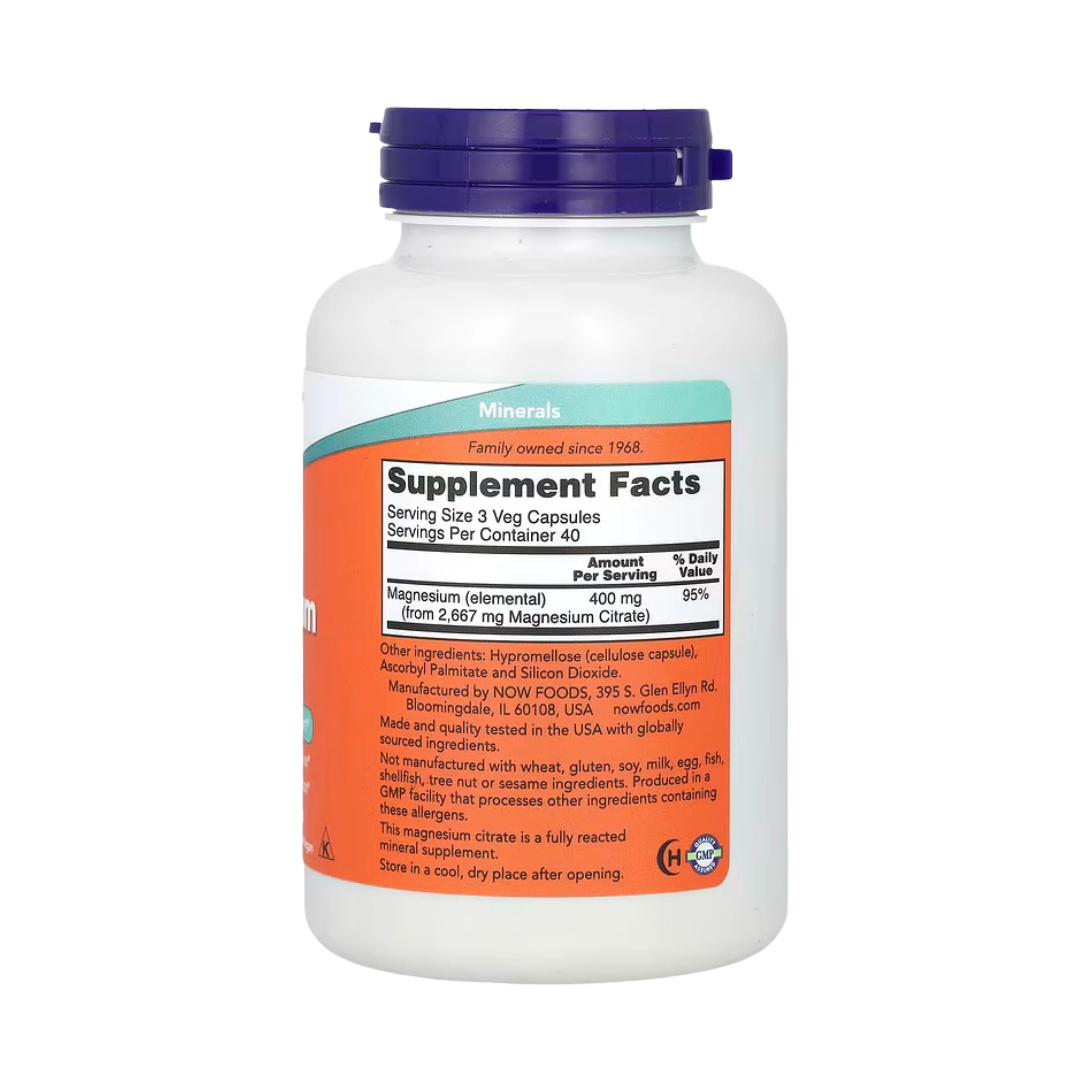 NOW Foods, Magnesium Citrate, 120 Veg Capsules