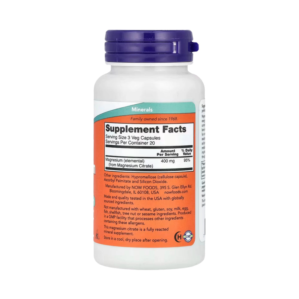 NOW Foods, Magnesium Citrate, 60 Veg Capsules